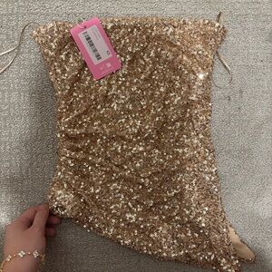 Edikted Gold Sequin Tube Top NEW